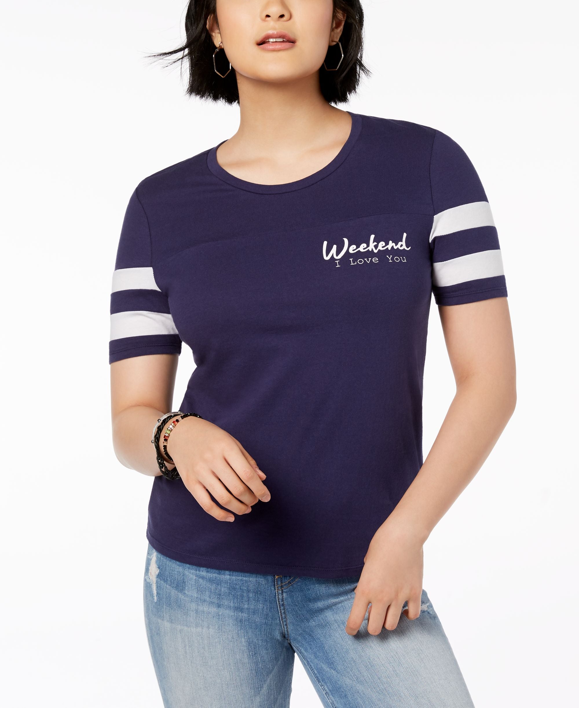 Rebellious One Juniors Weekend Love Cotton Graphic T-Modern Shirt