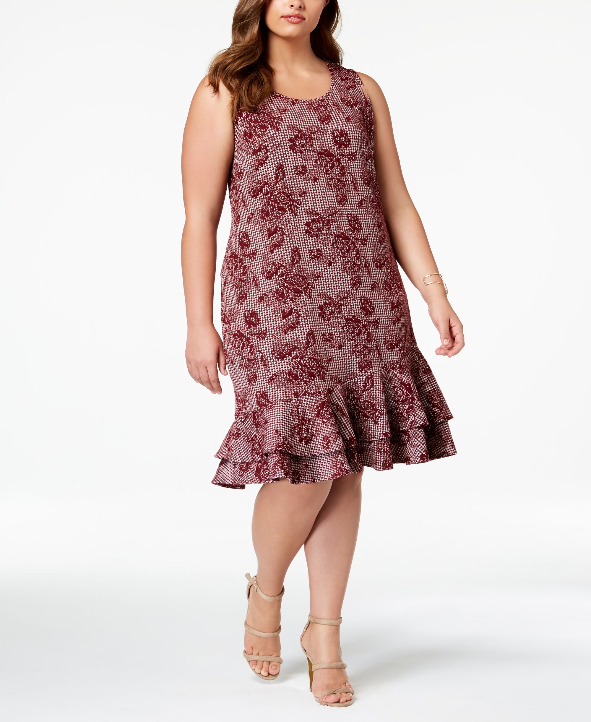 NY Collection Plus Size Printed Ruffle Hem Dress