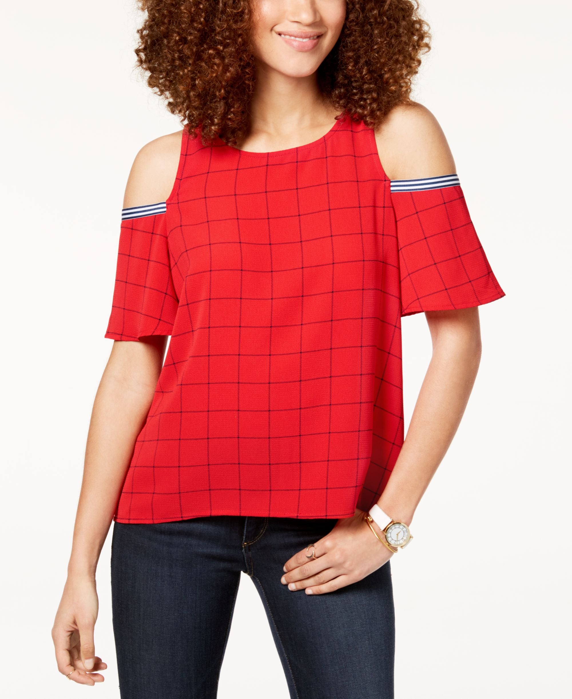 Gypsies Moondust Juniors Printed Cold Shoulder Premium Top