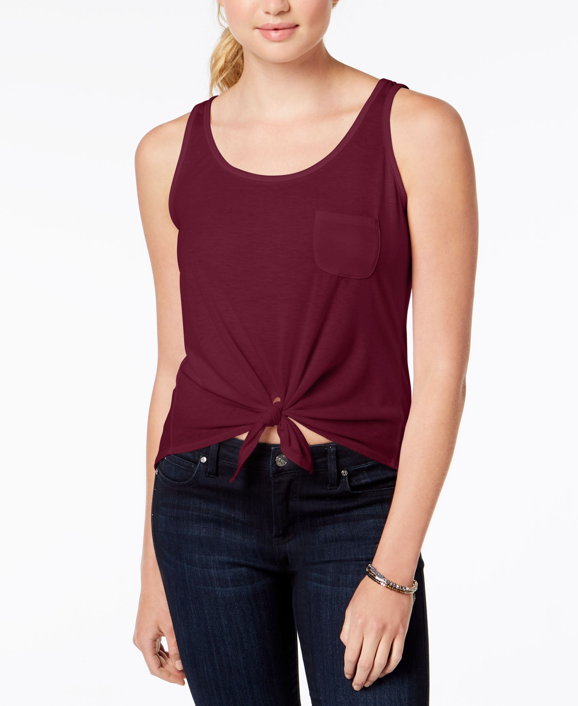 Juniors Tie-Front Tank Premium Top