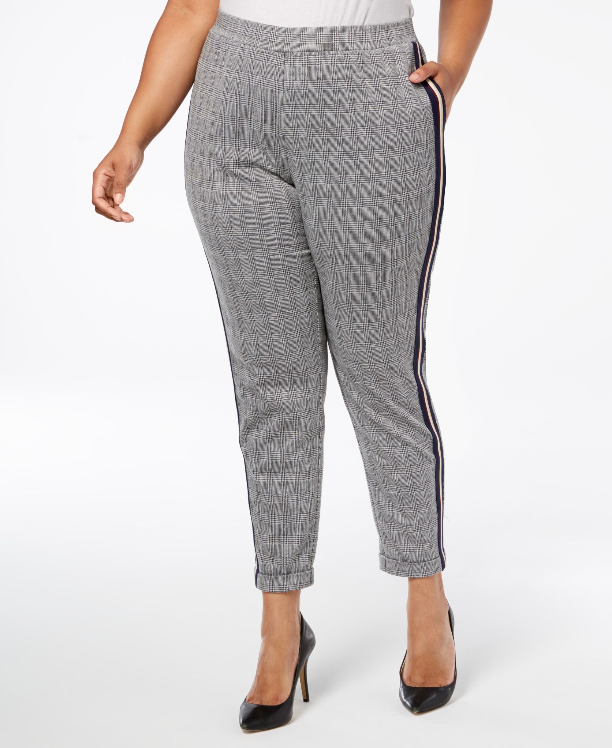 NY Collection Plus Size Petite Plus Side Stripe Skinny-Fit Signature Pants