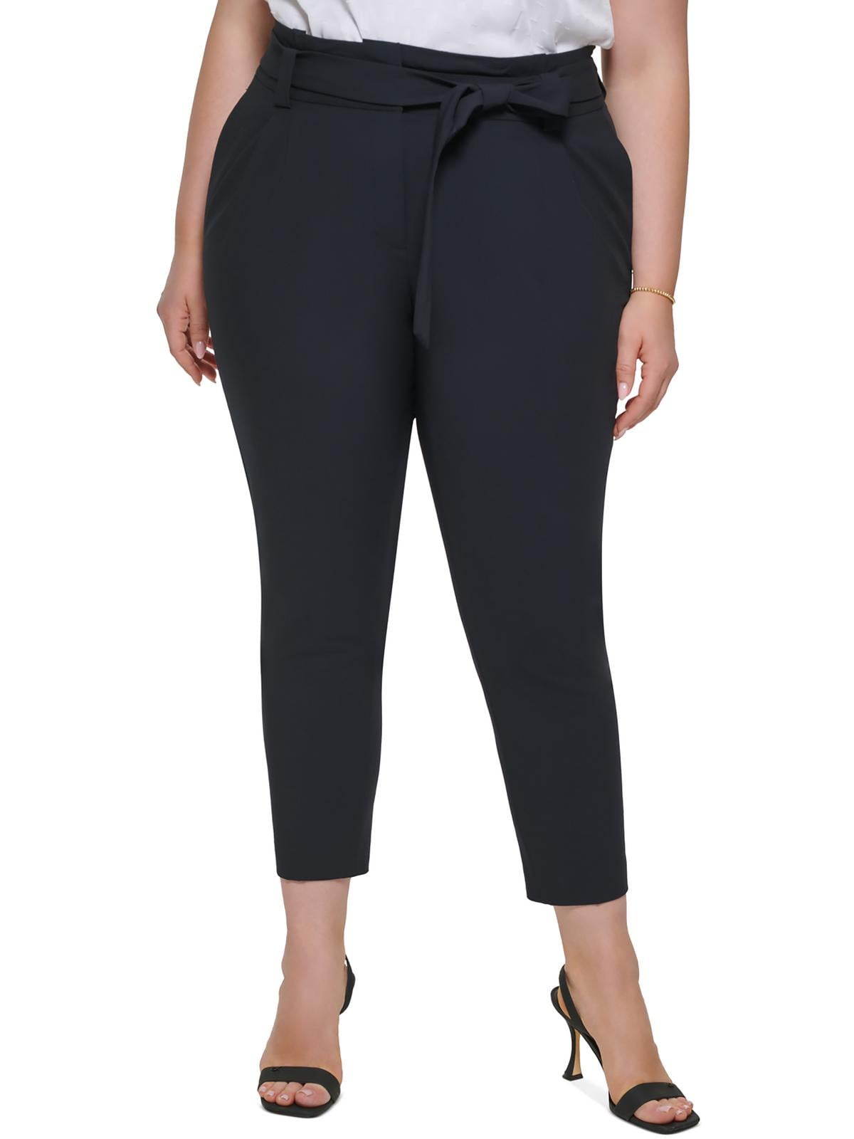 Plus Size Tie-Belt Straight-Leg Signature Pants