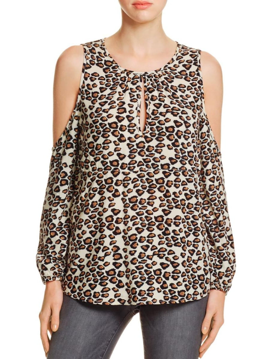 Cold Shoulder Cheetah Print Peasant Premium Top
