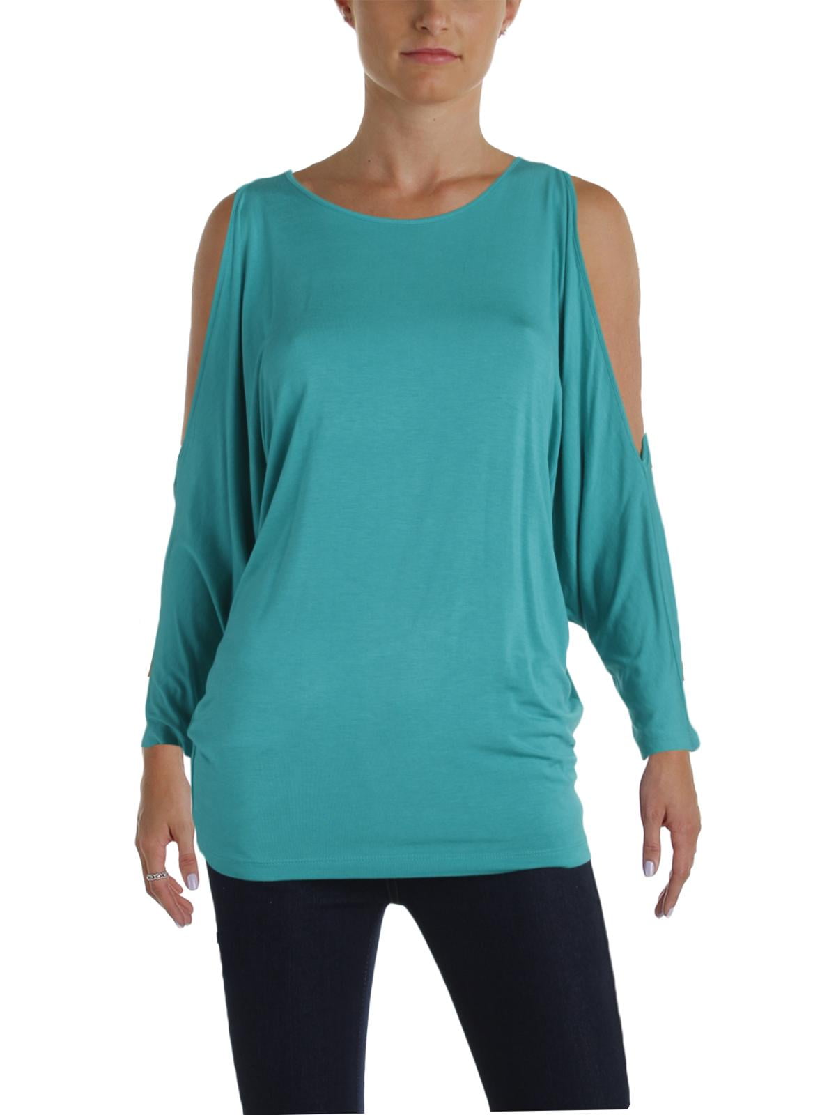 Lauren Ralph Lauren Womens Jersey Cold Shoulder Everyday Premium Top Green XL