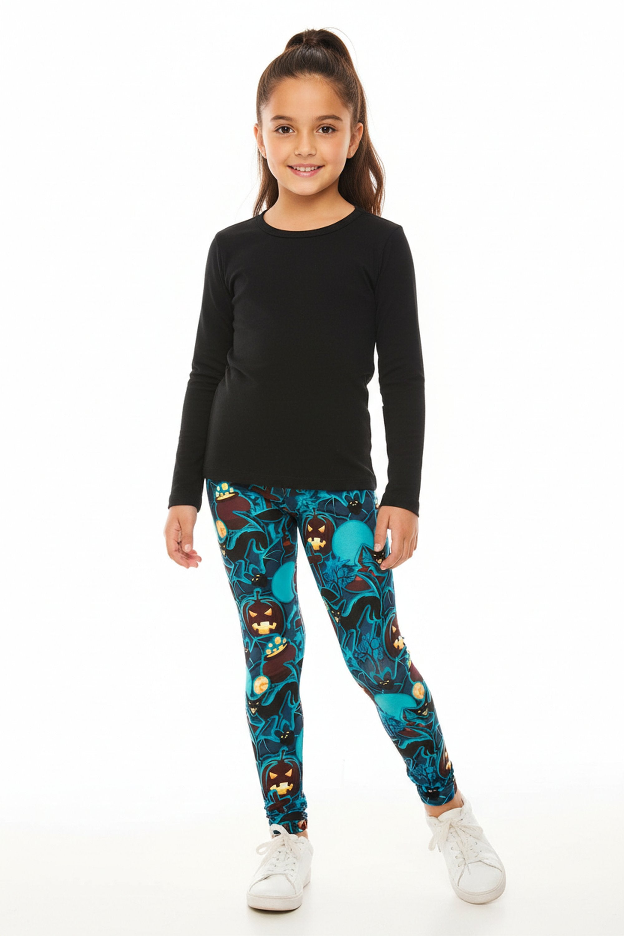 Creamy Soft Electric Blue Halloween Kids Leggings - USA Fashion