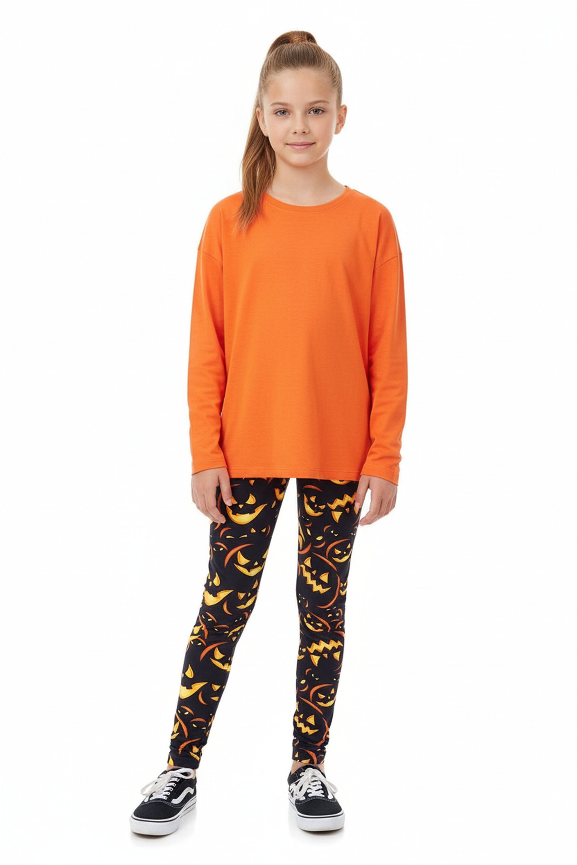 Buttery Soft Evil Halloween Pumpkins Kids Leggings