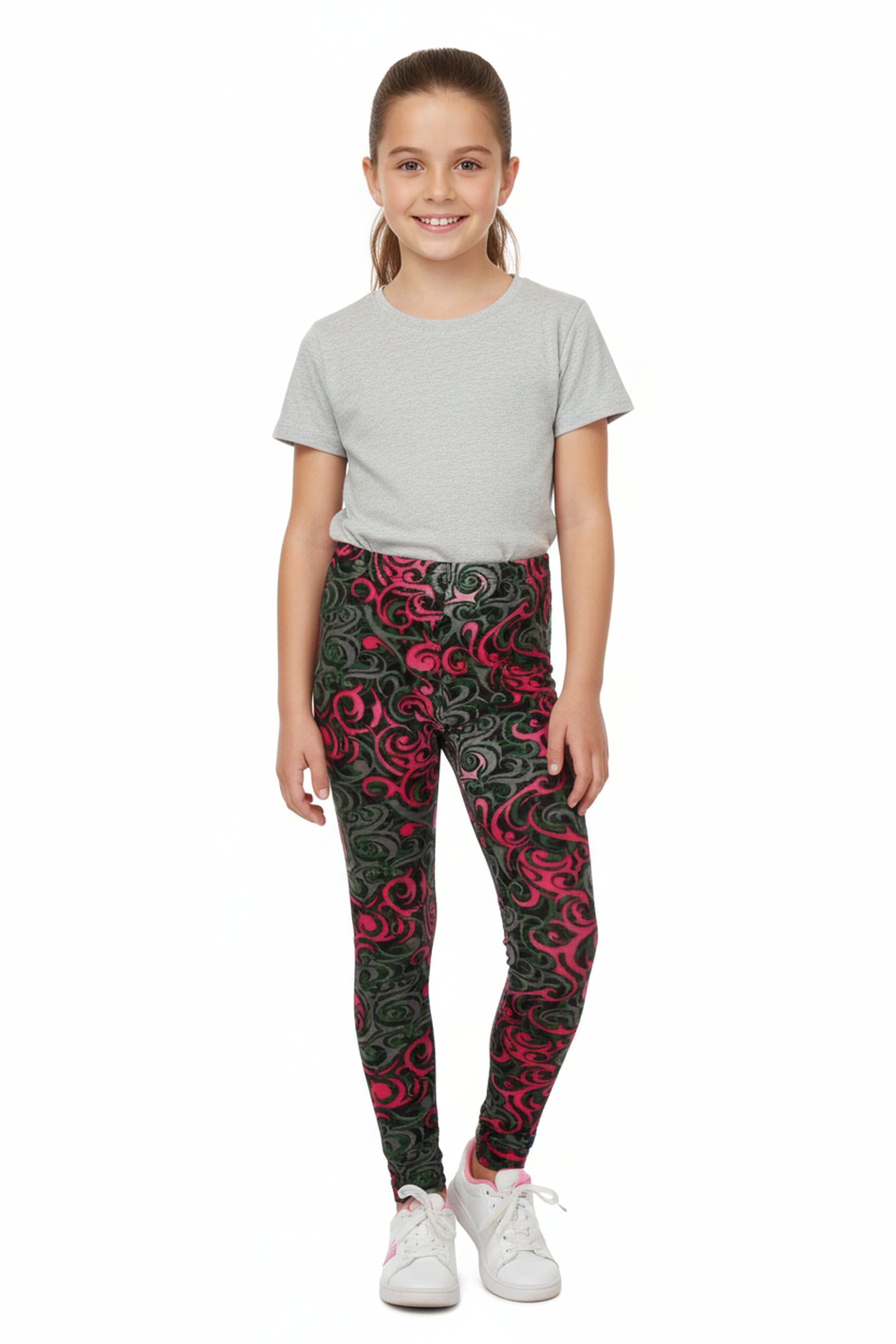Buttery Soft Fuchsia Twisted Swirl Kids Leggings