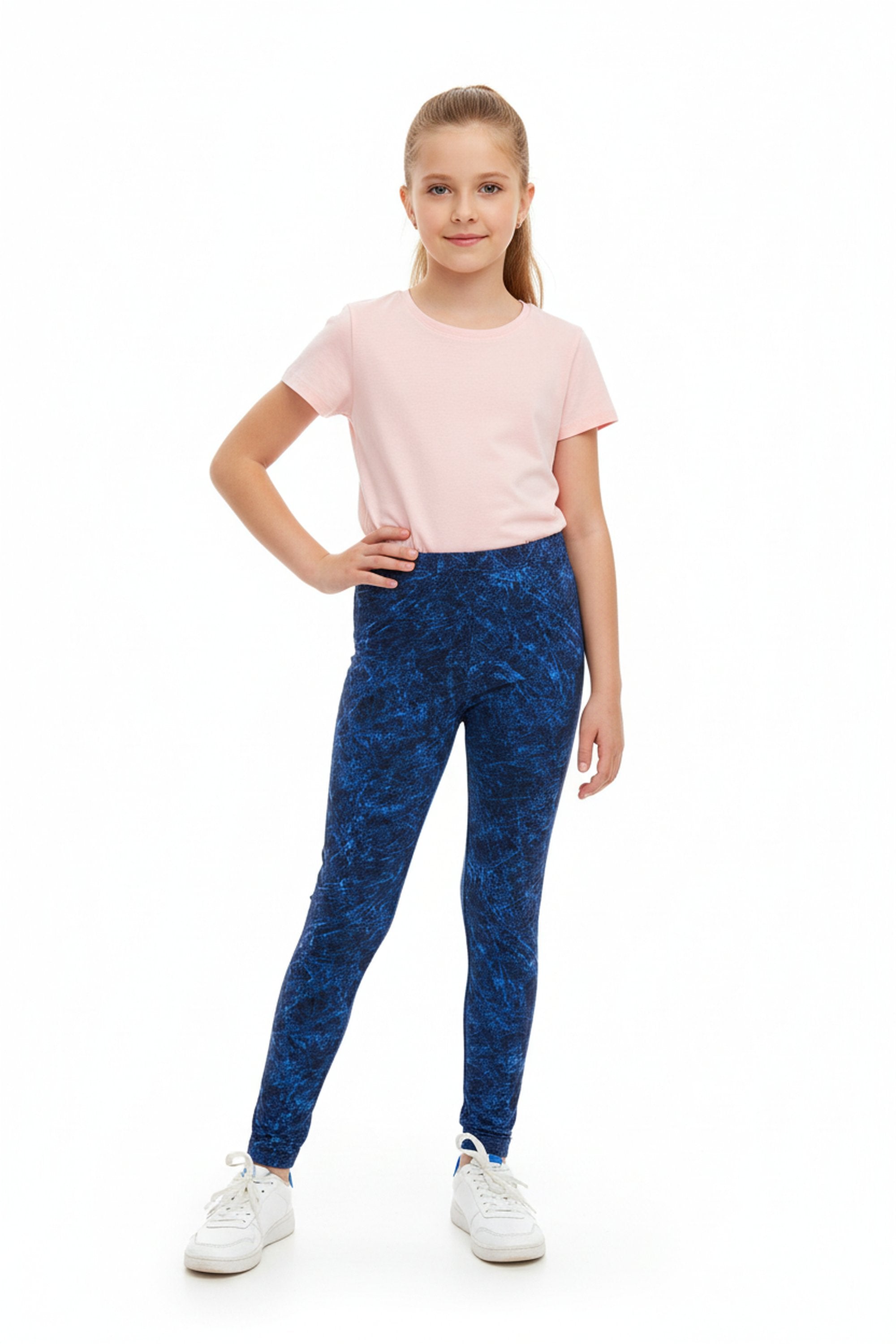 Buttery Soft Distressed Blue Kids Leggings
