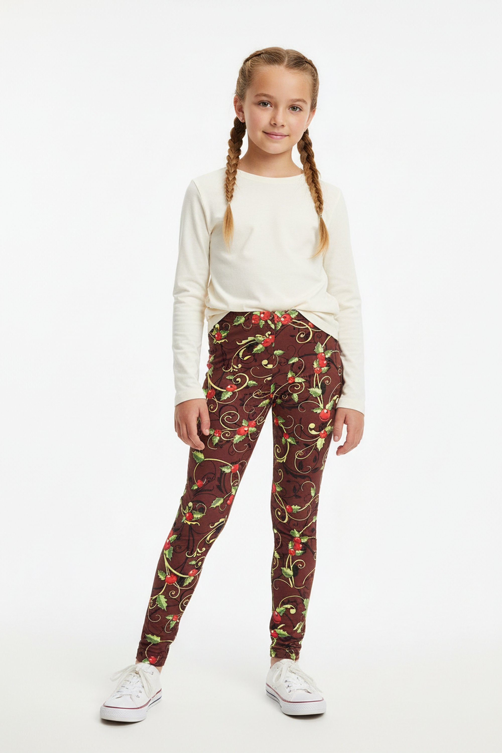 Buttery Soft Christmas Holly Kids Leggings