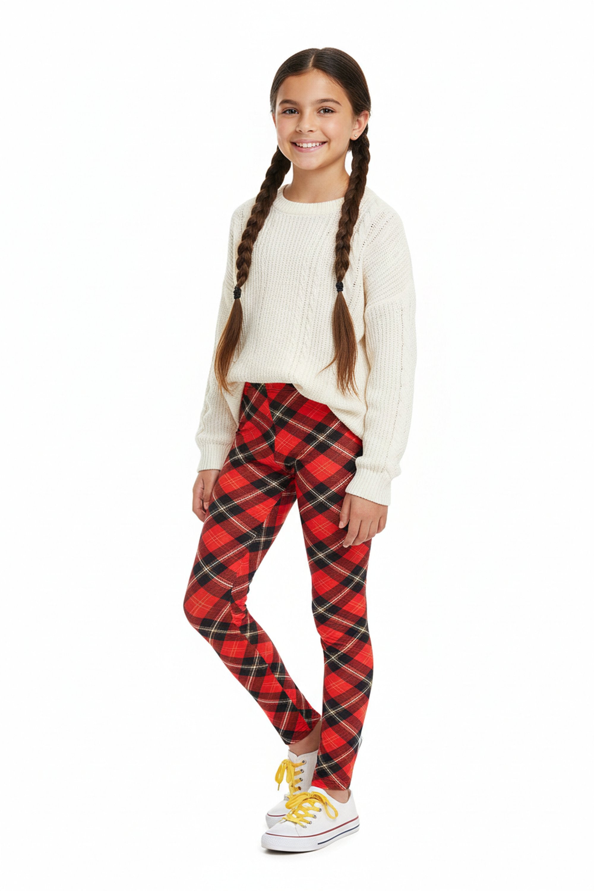 Buttery Soft Timeless Red Plaid Kids Leggings