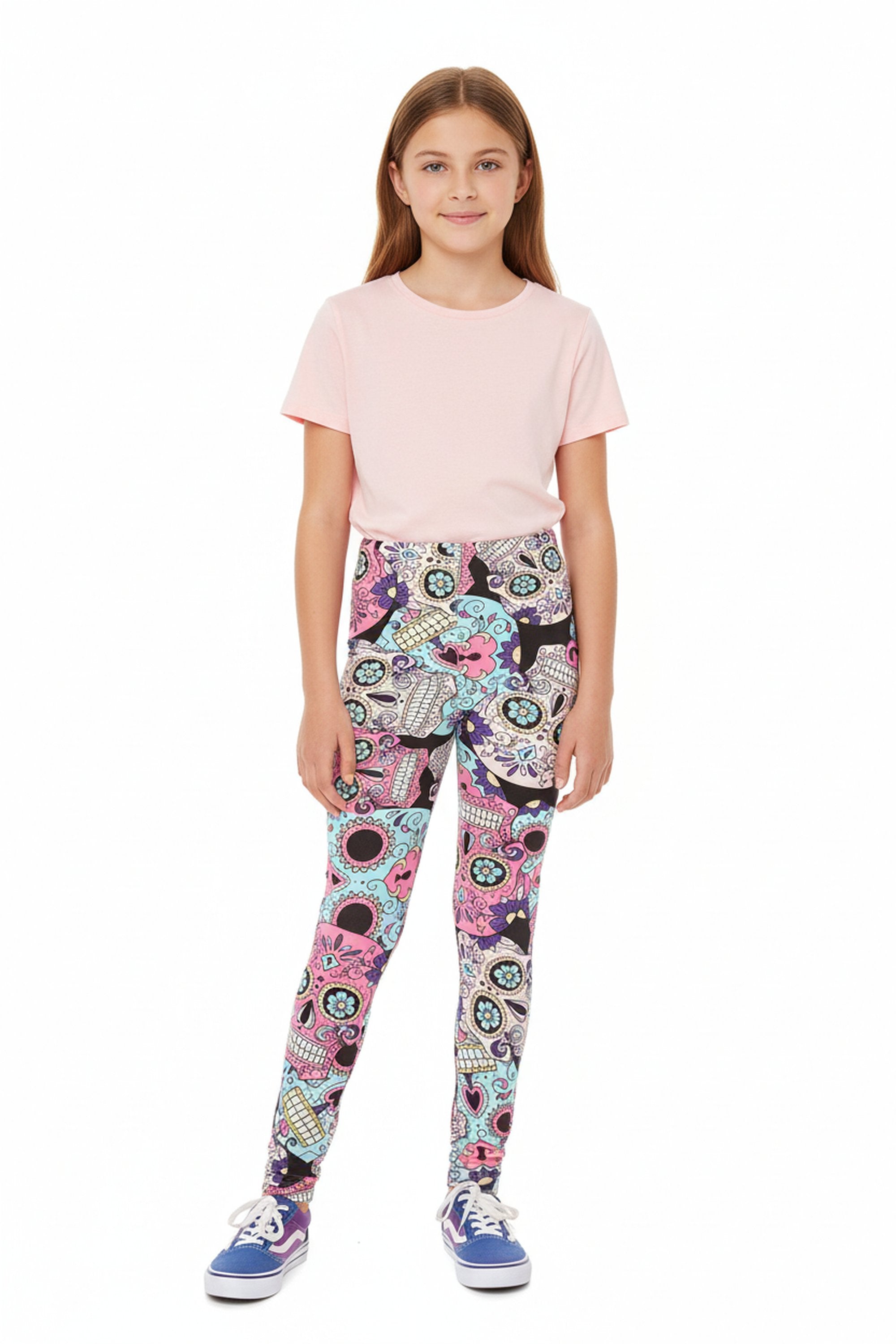 Buttery Soft Pastel Sugar Skull Kids Leggings