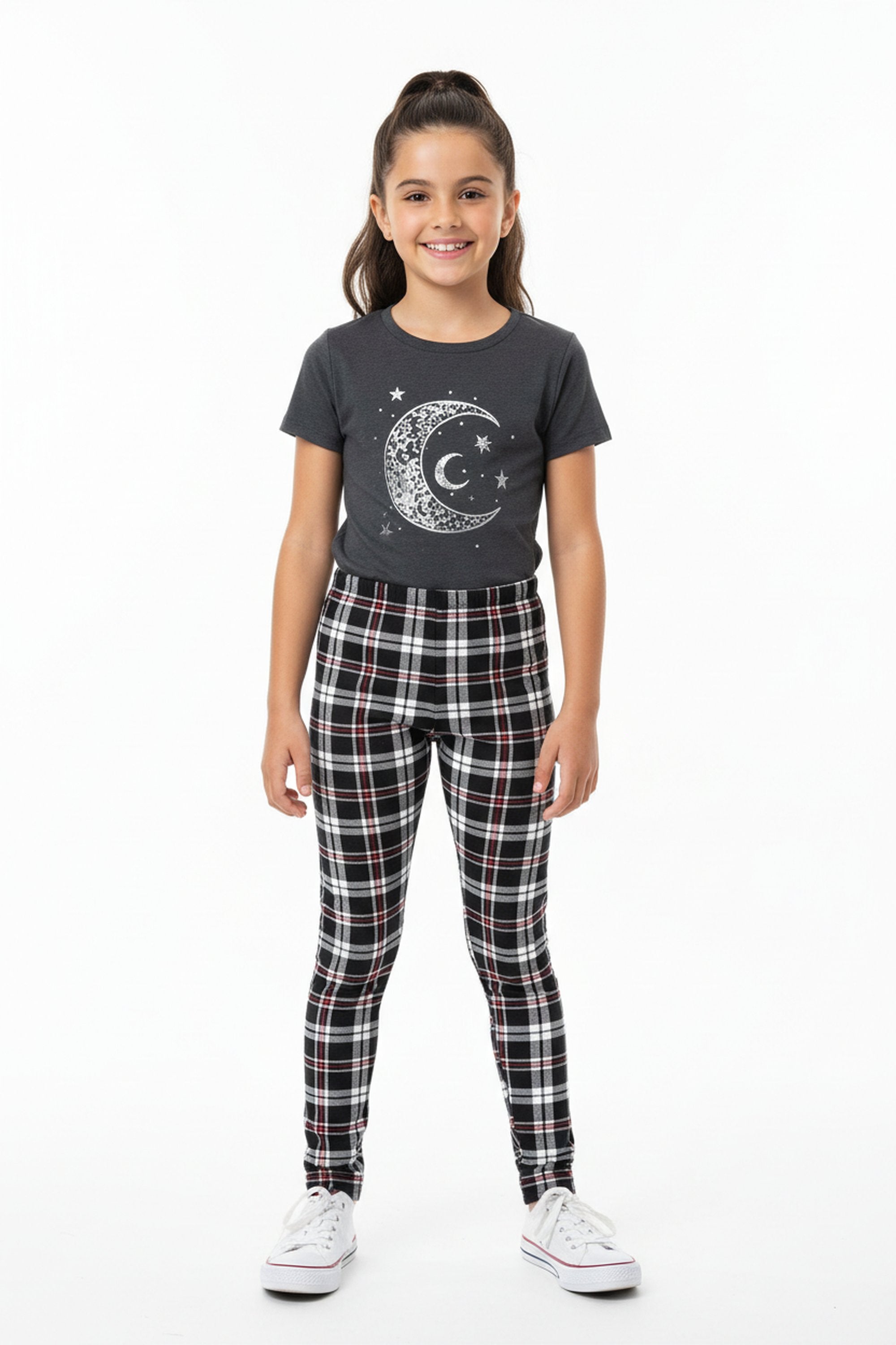 Buttery Soft Burgundy Stripes Plaid Kids Leggings