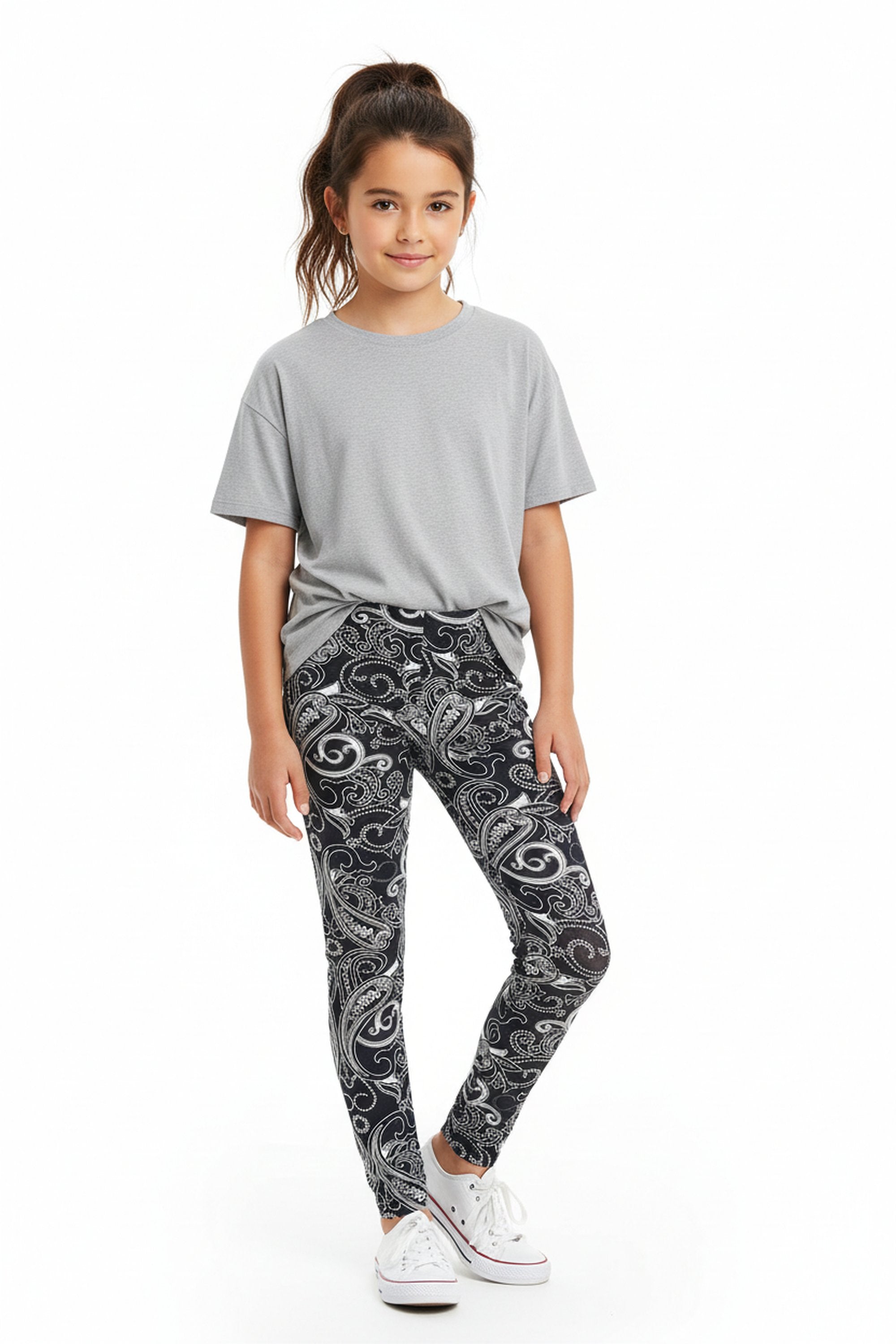 Buttery Soft Navy Paisley Kids Leggings