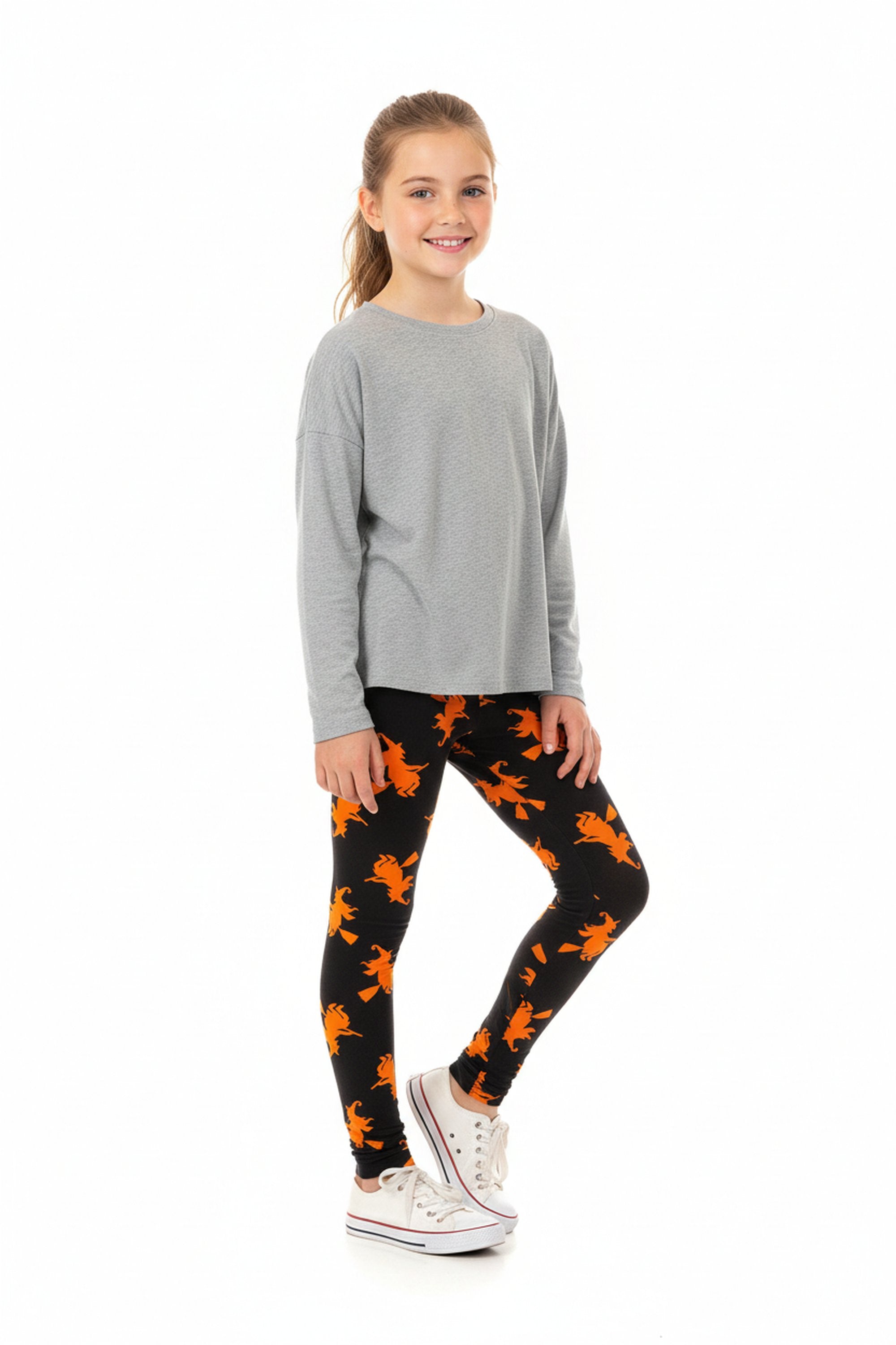 Buttery Soft Broomstick Witches Kids Leggings