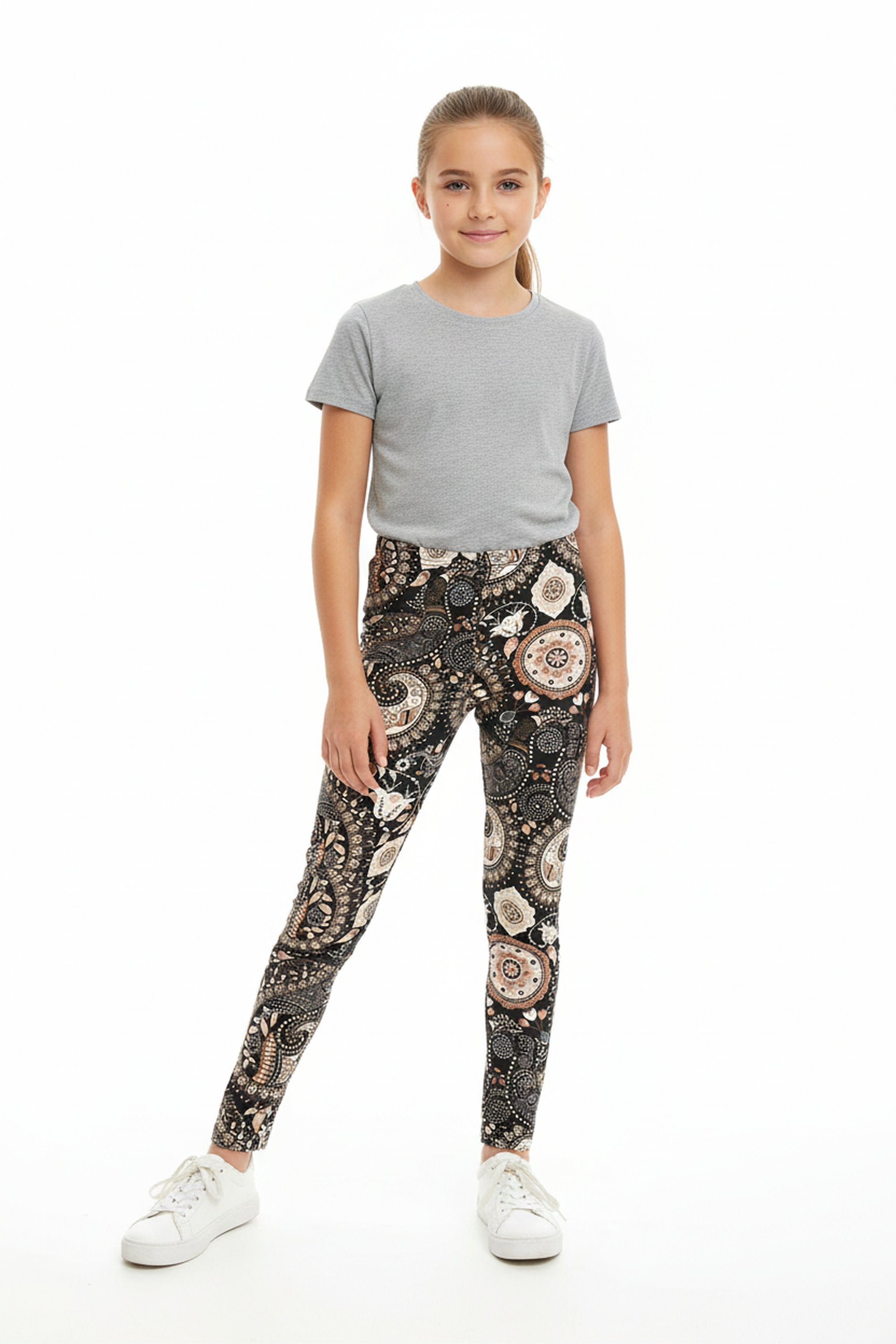 Buttery Soft Chestnut Paisley Kids Leggings
