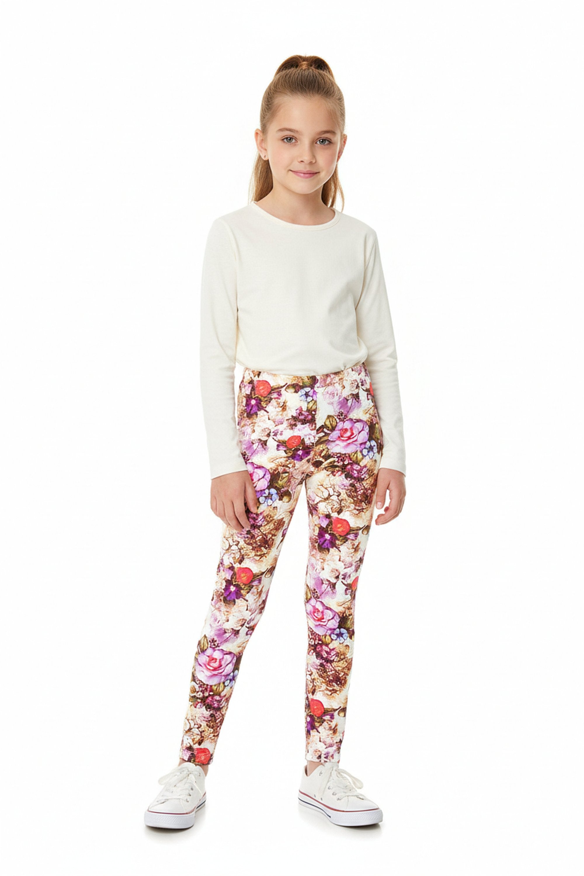 Buttery Soft Ginger Summer Floral Kids Leggings