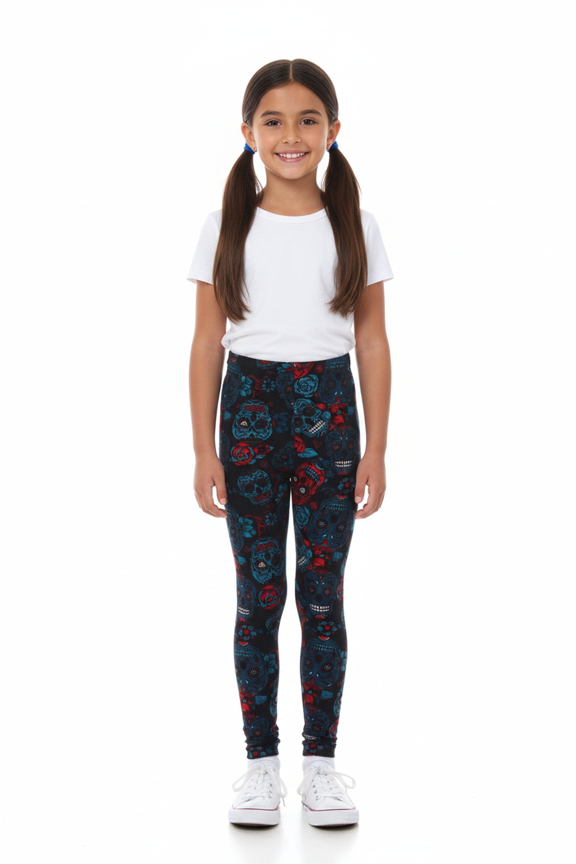 Buttery Soft Blue Sugar Skulls Kids Leggings