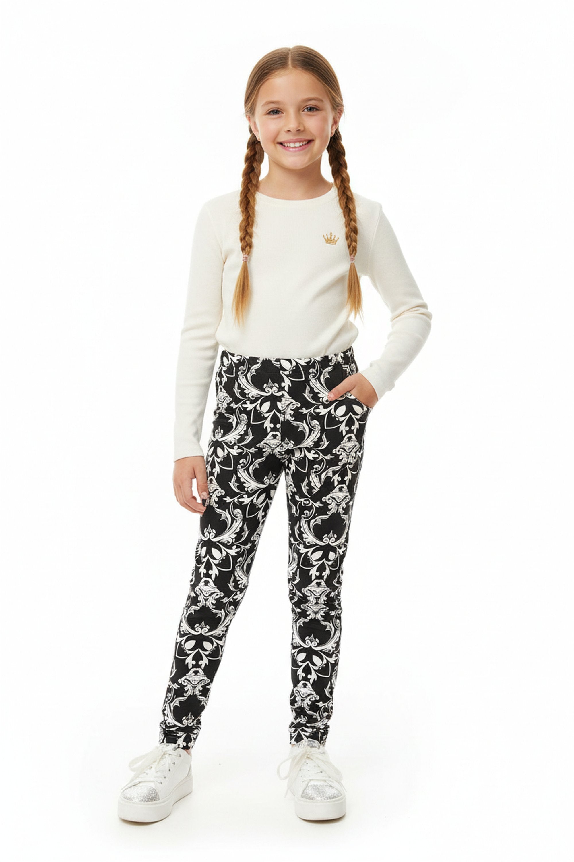 Buttery Soft Baroque Wreath Kids Leggings